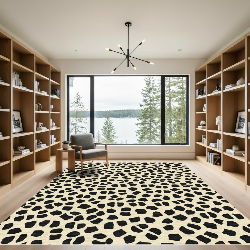 Cream Black Irregular Spots Rug