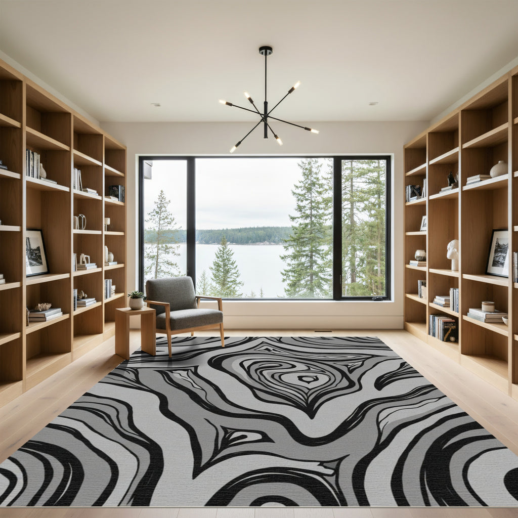 Monochromatic Swirl Abstraction Rug
