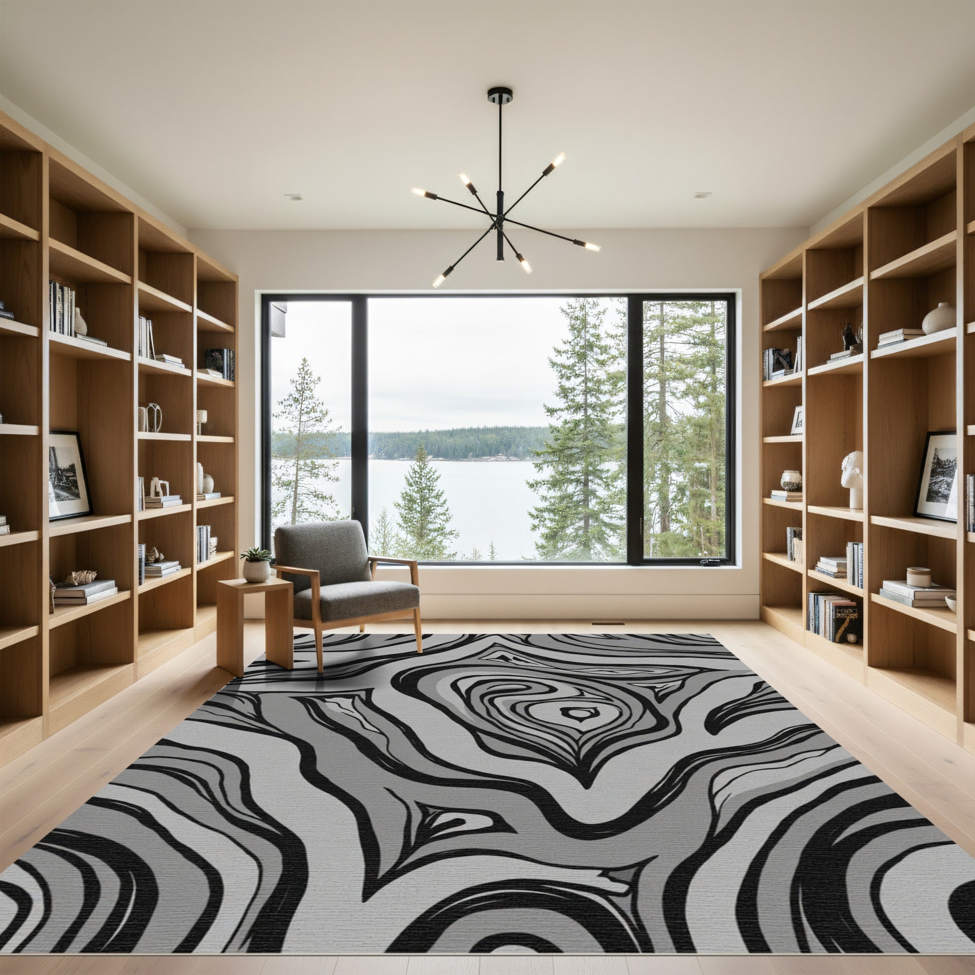 Monochromatic Swirl Abstraction Rug