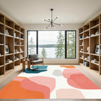 Abstract Organic Blobs Peach Teal Rug