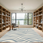 Wavy Blue Cream Swirl Rug