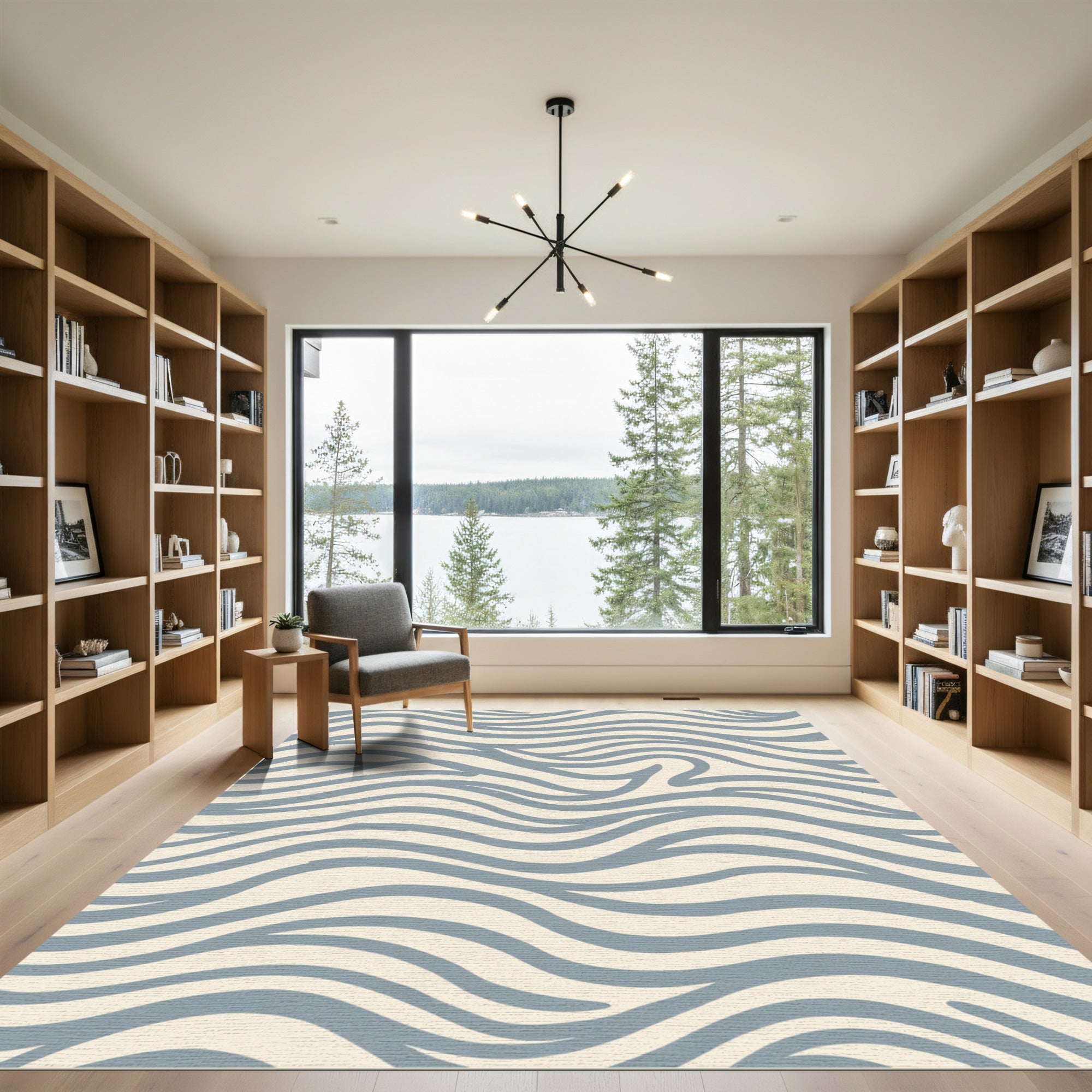 Wavy Blue Cream Swirl Rug