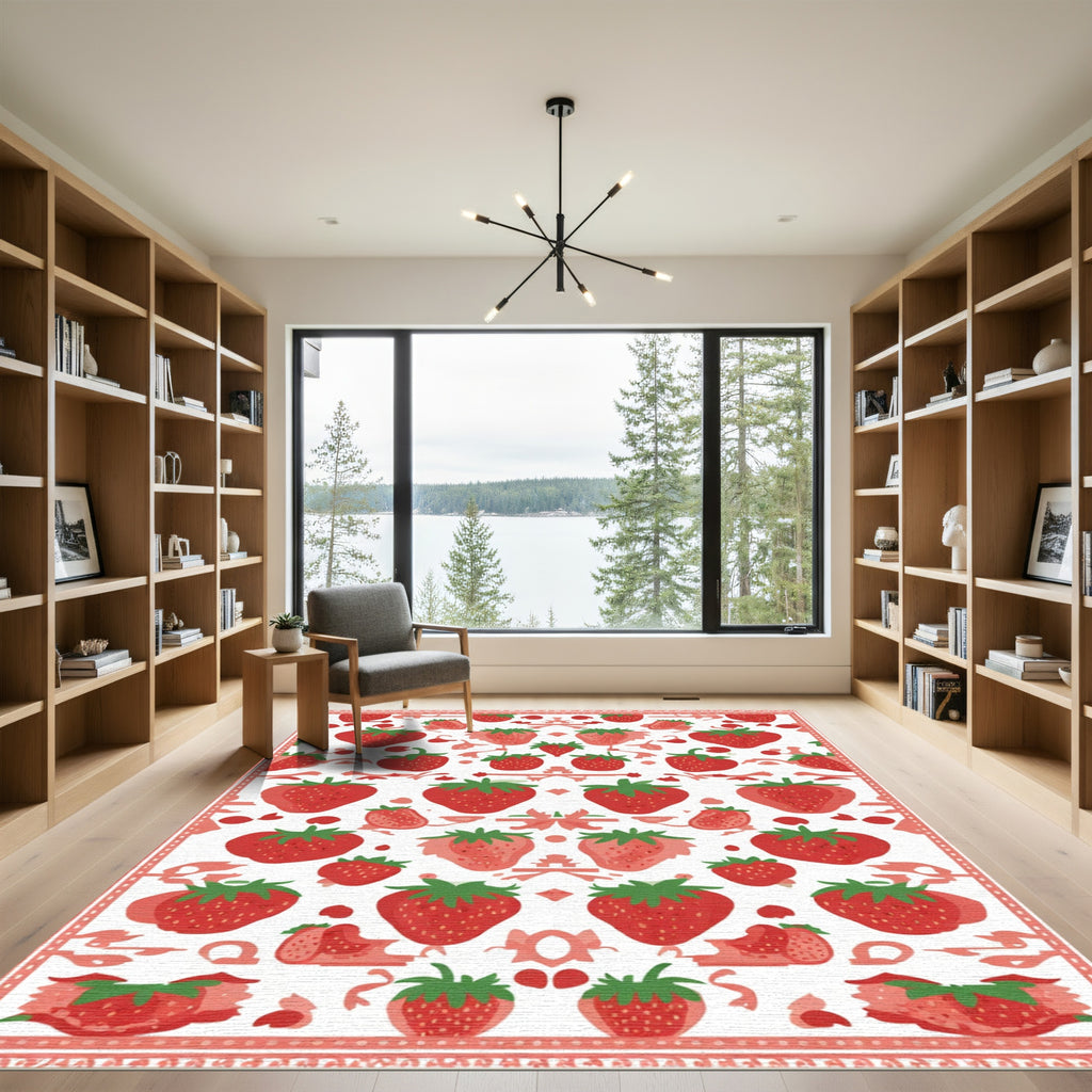 Red Strawberry Garden All Over Rug