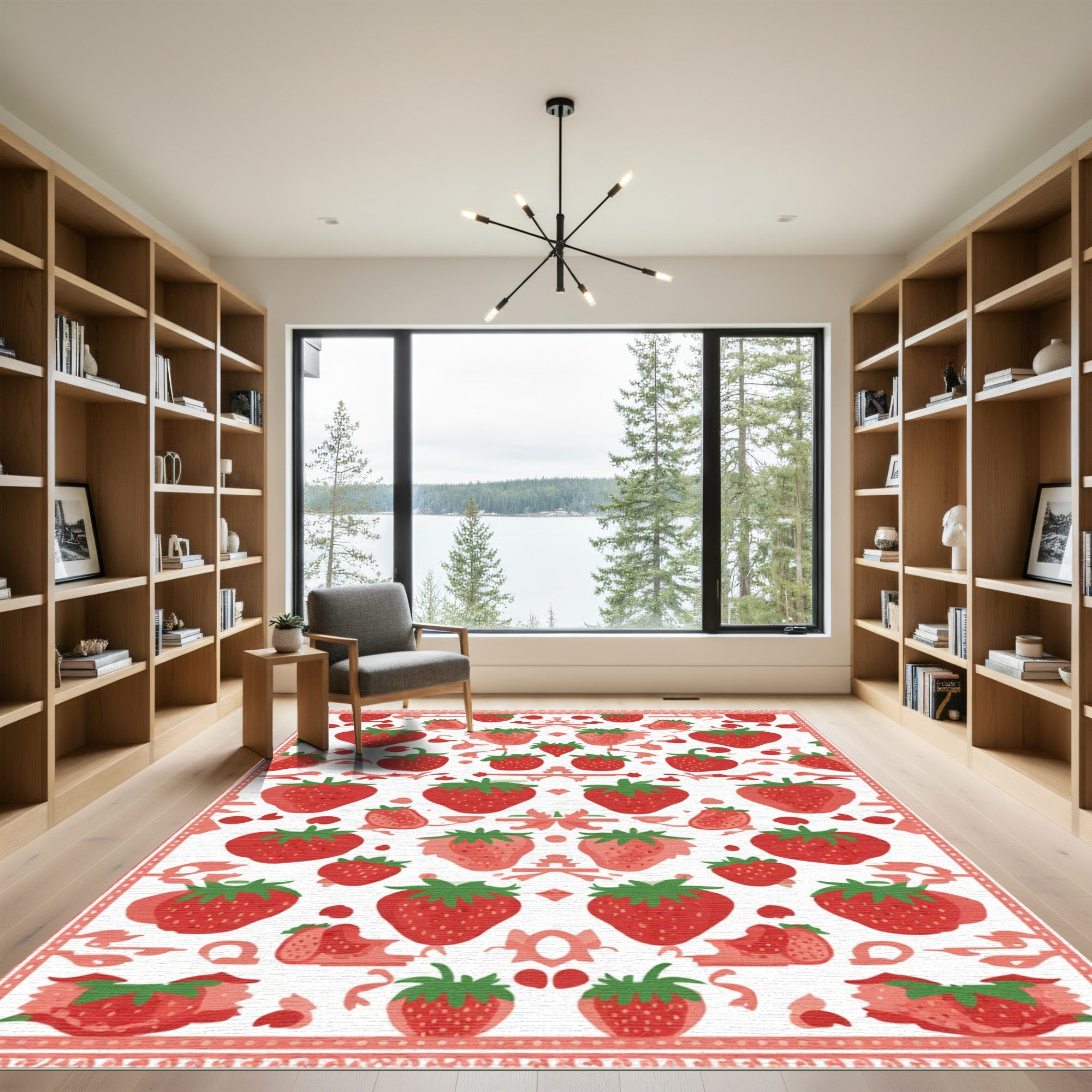 Red Strawberry Garden All Over Rug