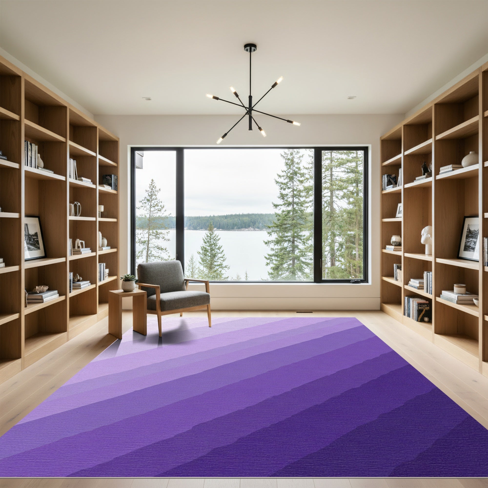 Wavy Purple Gradient Stripes Rug