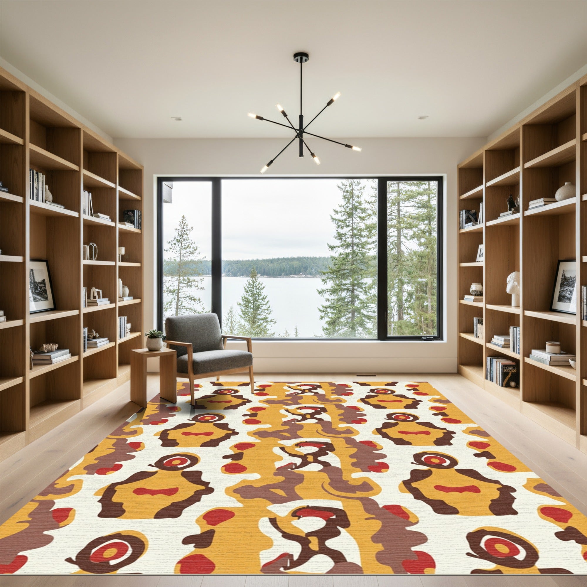 Yellow Ochre Abstract Figures Rug