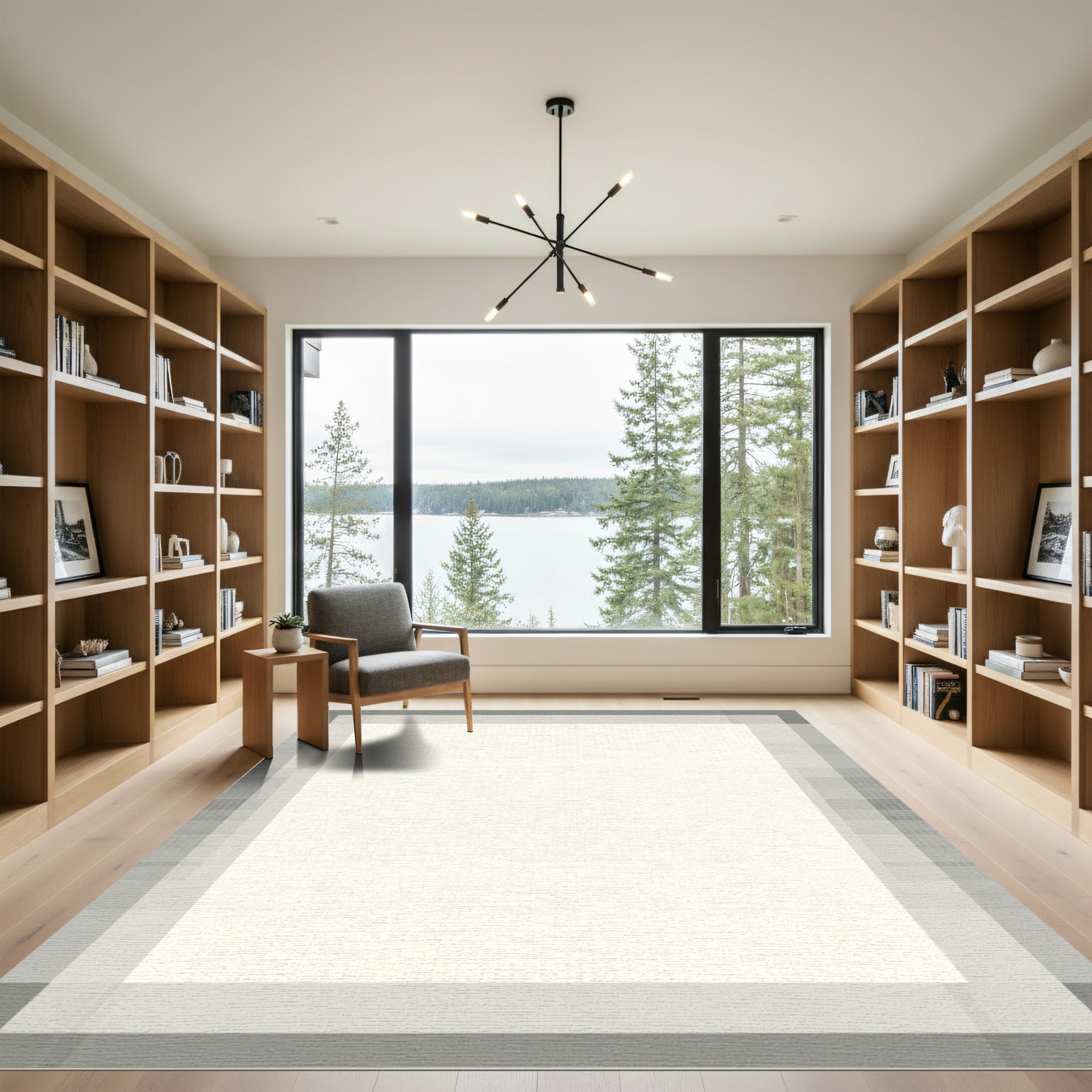 Monochrome Geometric Overlay Texture Rug
