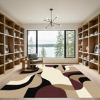 Burgundy Beige Abstract Organic Shapes Rug