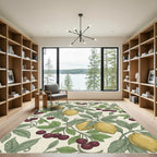Yellow Lemon Cherry Leaf Branch Rug