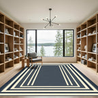 Modern Cream Stripes Geometric Rug