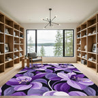 Deep Purple Floral Blossom Field Rug