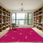 Vibrant Fuchsia Floral Butterfly Meadow Rug