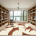 Organic Ochre Brown Abstract Waves Rug