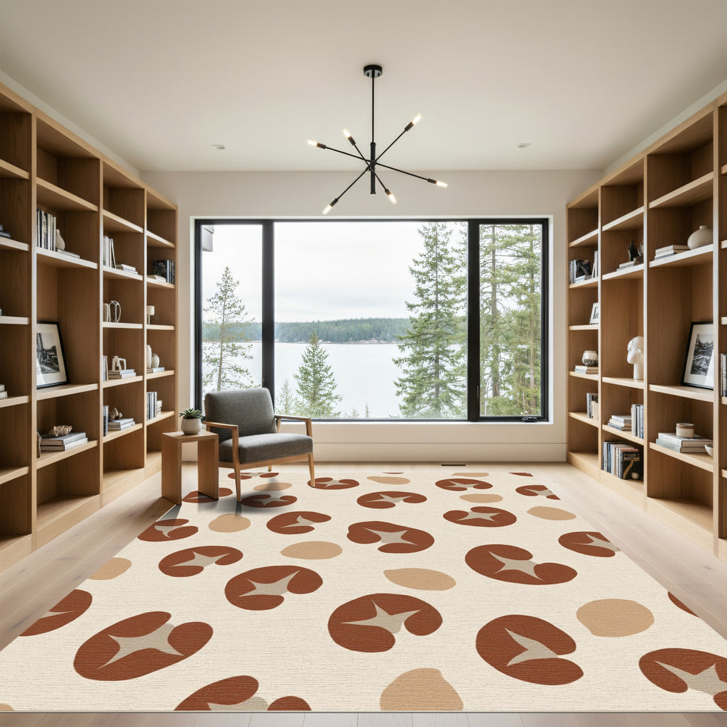 Brown Mushroom Tan Organic Shapes Rug