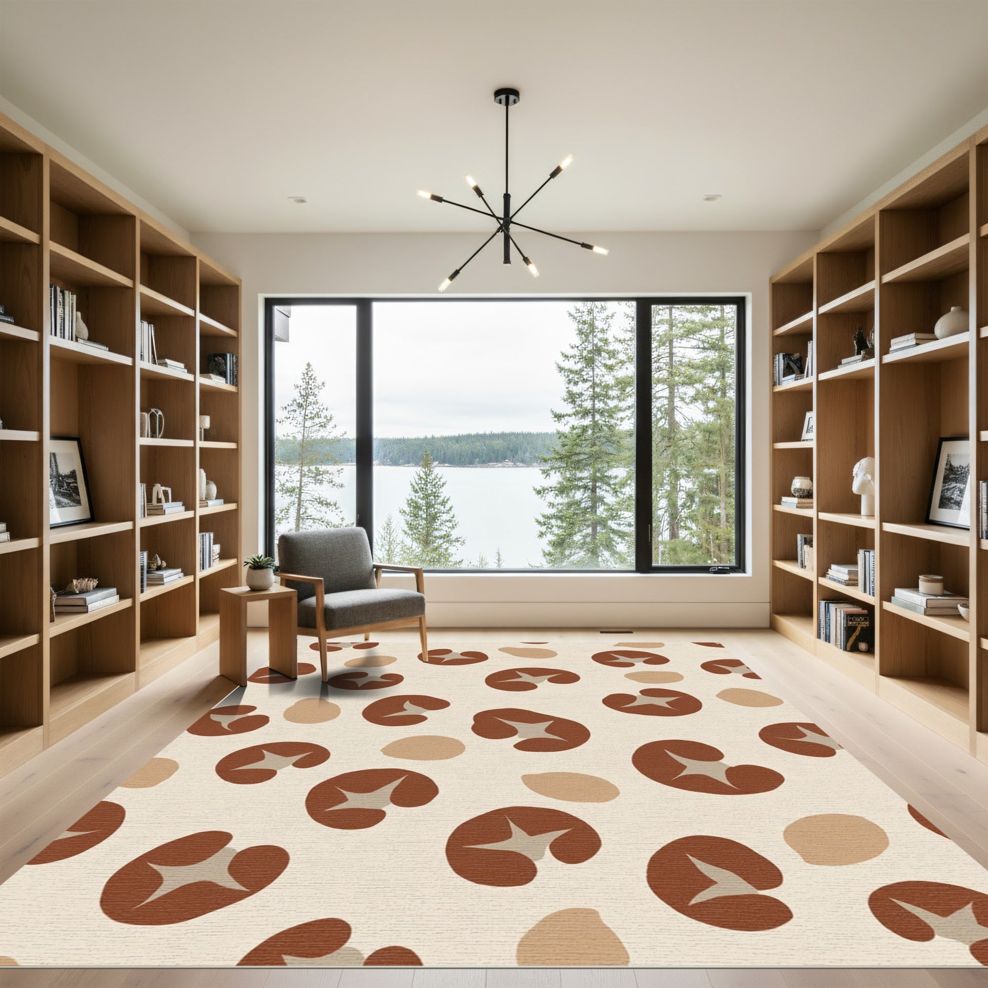 Brown Mushroom Tan Organic Shapes Rug
