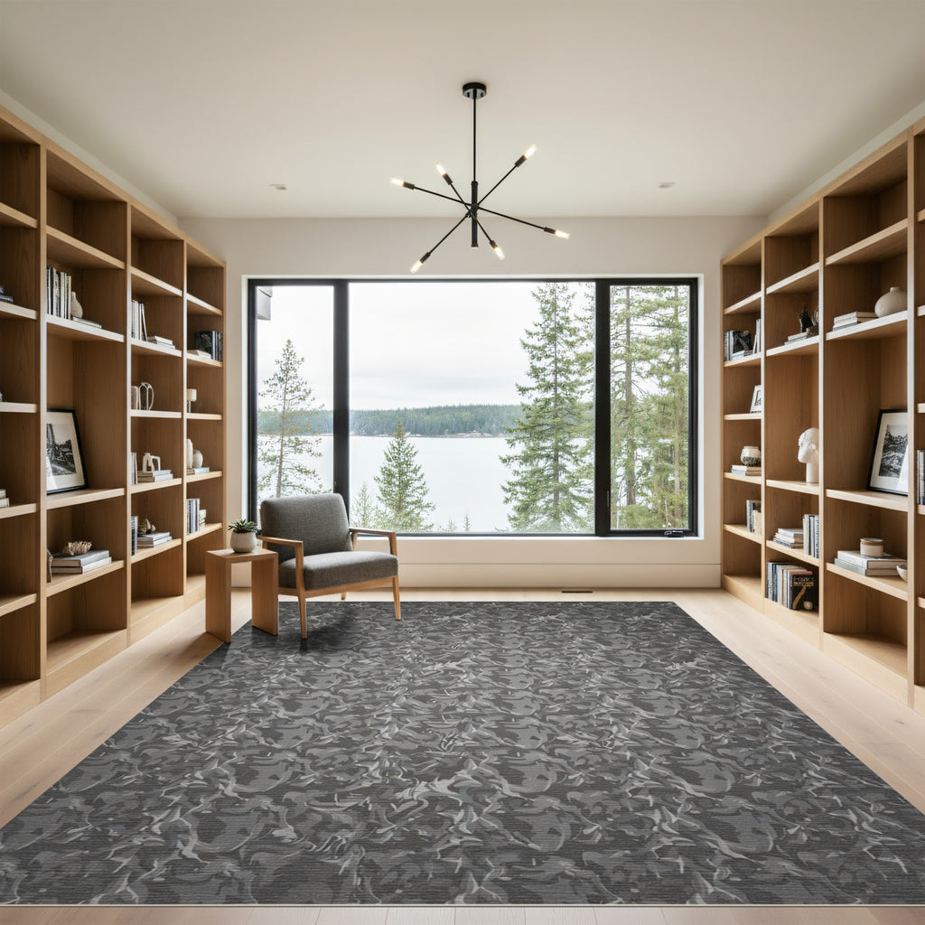 Monochromatic Abstract Floral Repeat Rug