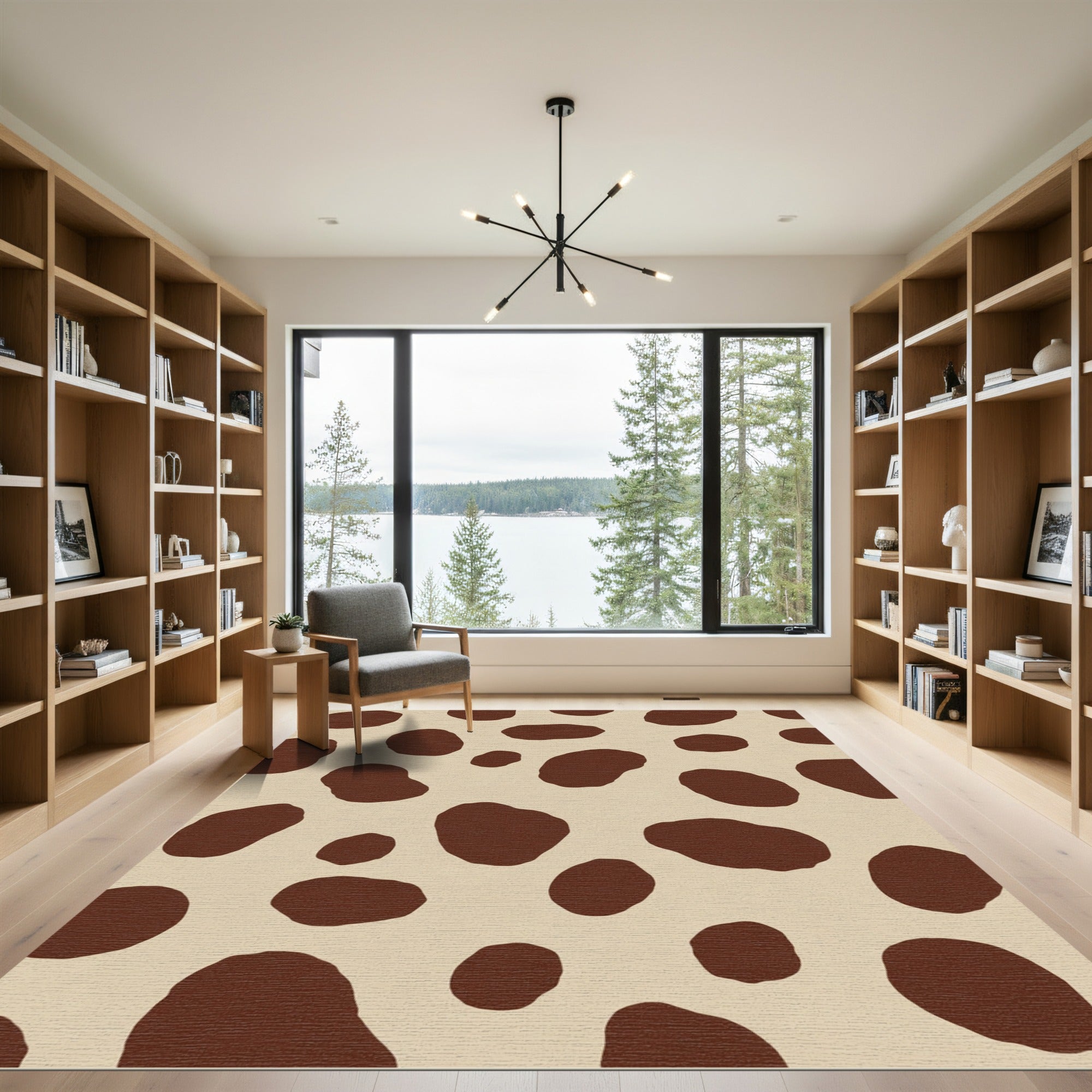 Brown Spotty Contemporary Contemporary Rug