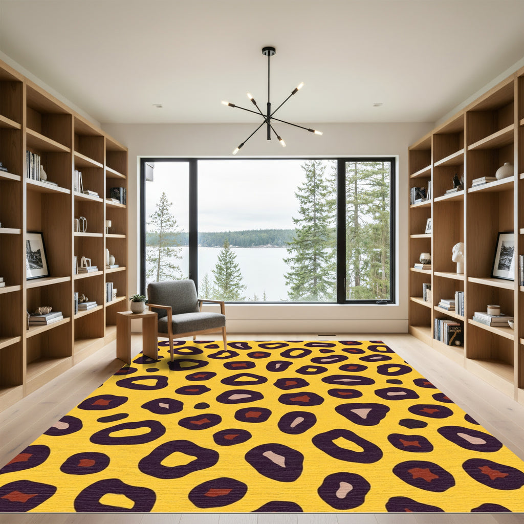 Bold Yellow Leopard Spots Rug