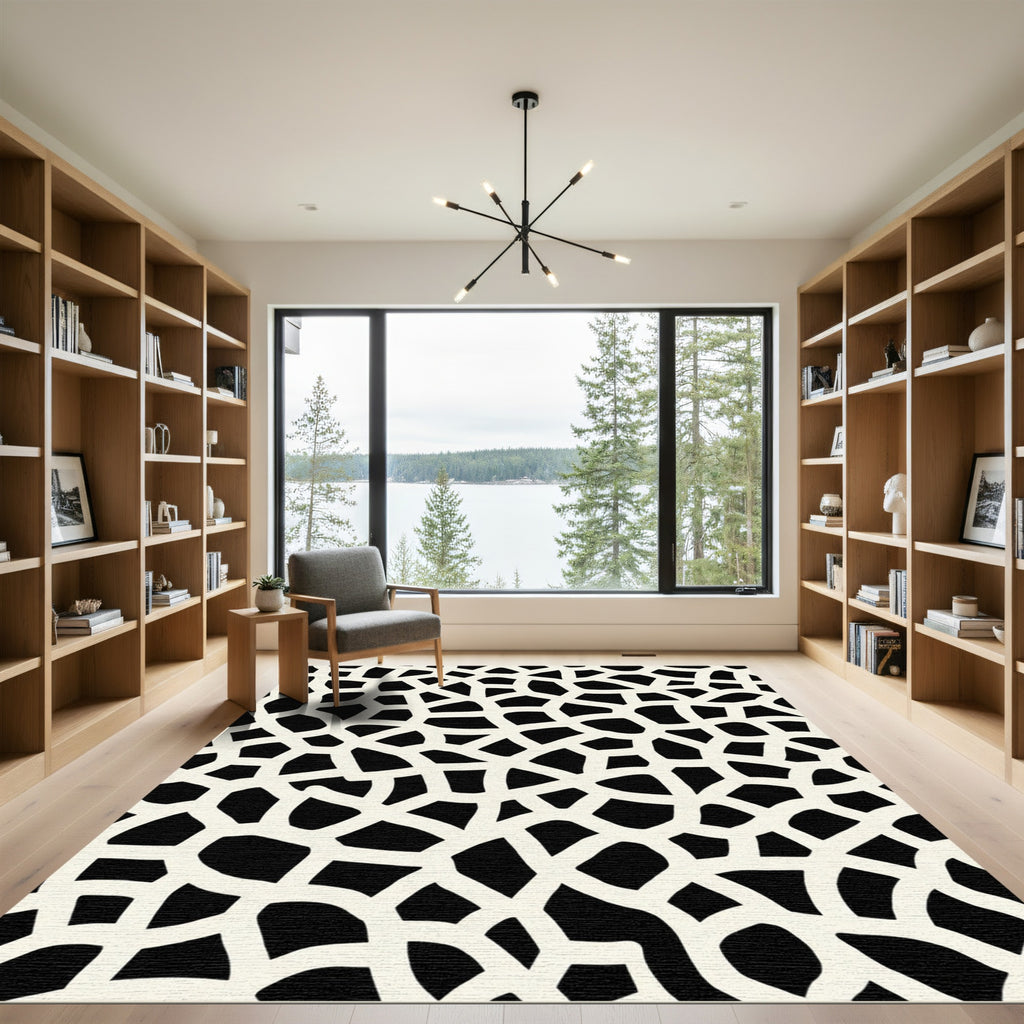 Organic Cream Network Contrast Rug