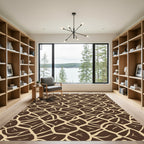 Brown Beige Abstract Organic Shape Rug