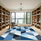 Blue Geometric Chevron AbstractRug Rug