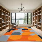 Mid Century Modern Geometric Circles Rug