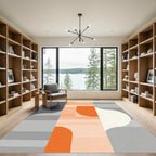 Modern Orange Gray Abstract Blocks Rug