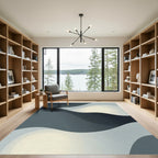 Modern Grey Gradient Flowing Curves Rug