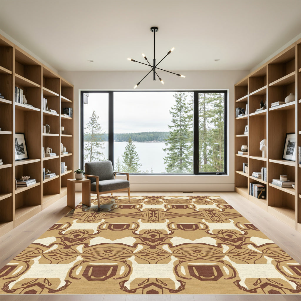 Earthy Tan Abstract Geometric Repeat Rug