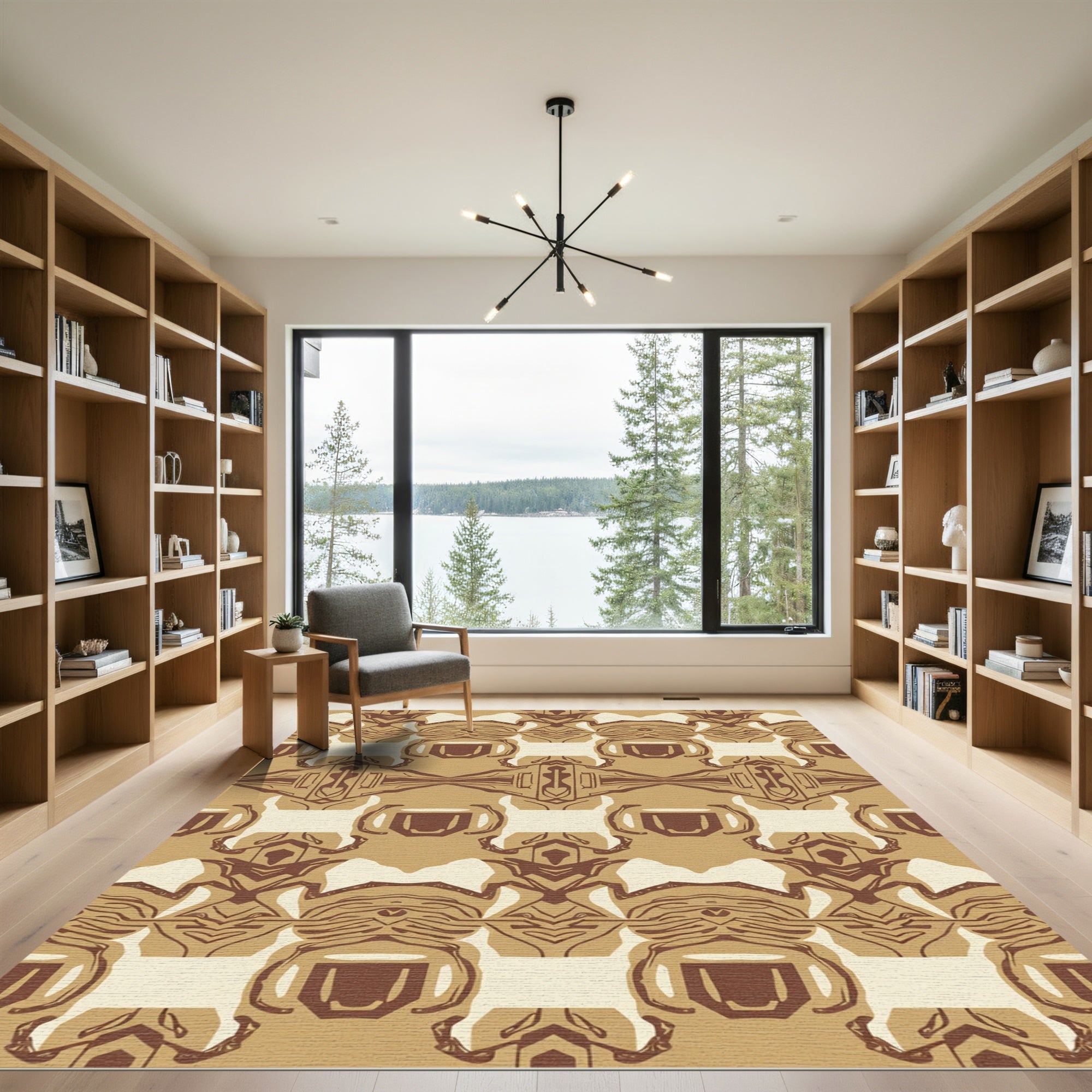 Earthy Tan Abstract Geometric Repeat Rug