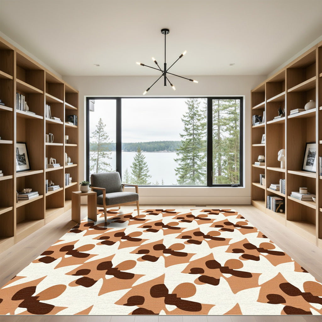 Earthy Tones Abstract Floral Arrangement Rug