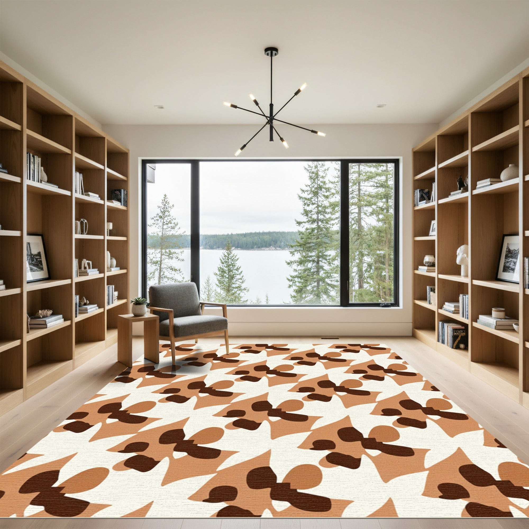 Earthy Tones Abstract Floral Arrangement Rug