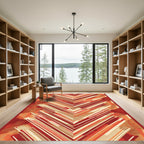Vibrant Red Earth Tone Chevron Rug