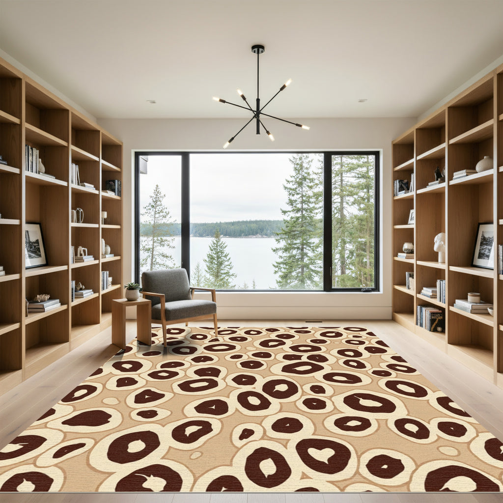 Brown Beige Organic Ovals Rug