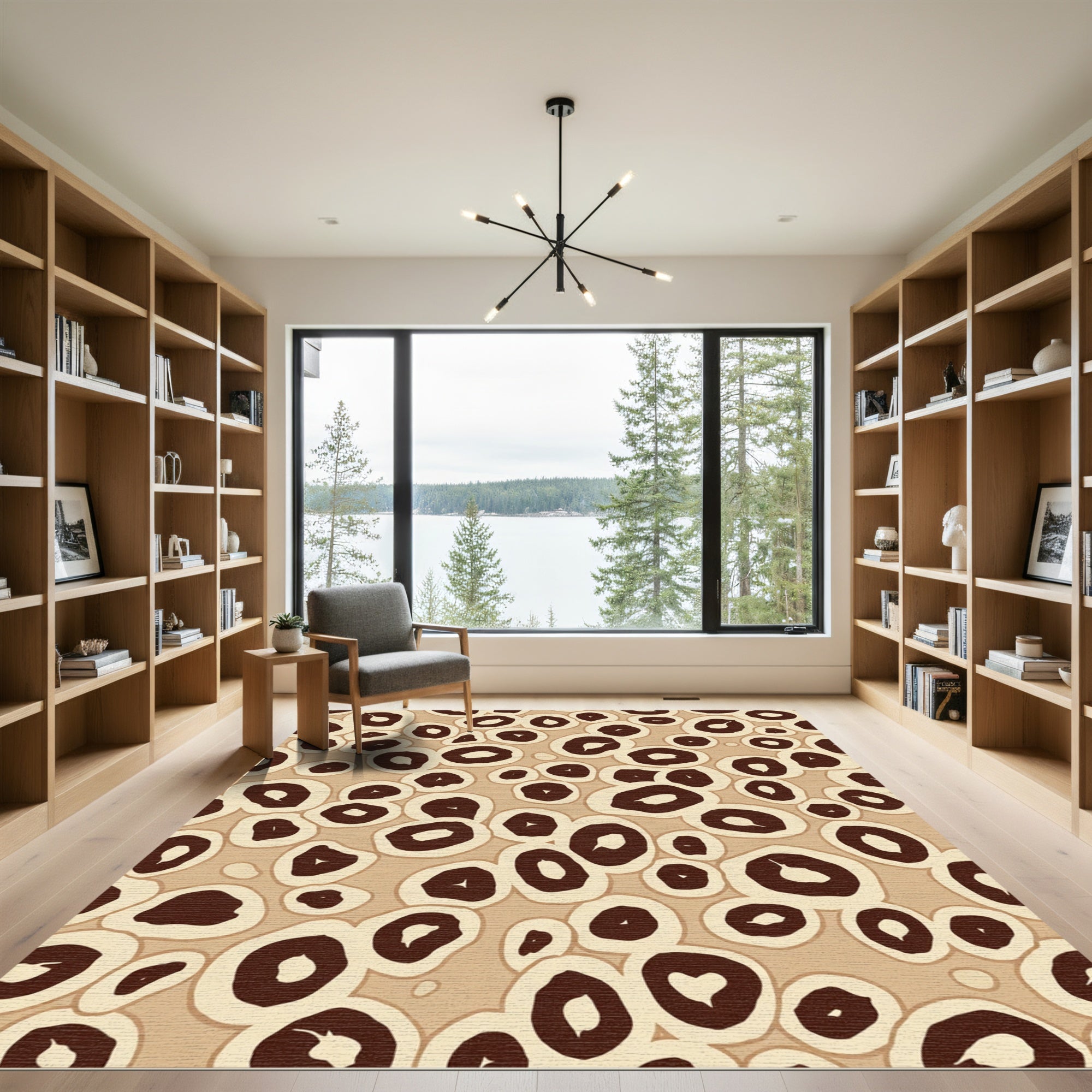 Brown Beige Organic Ovals Rug
