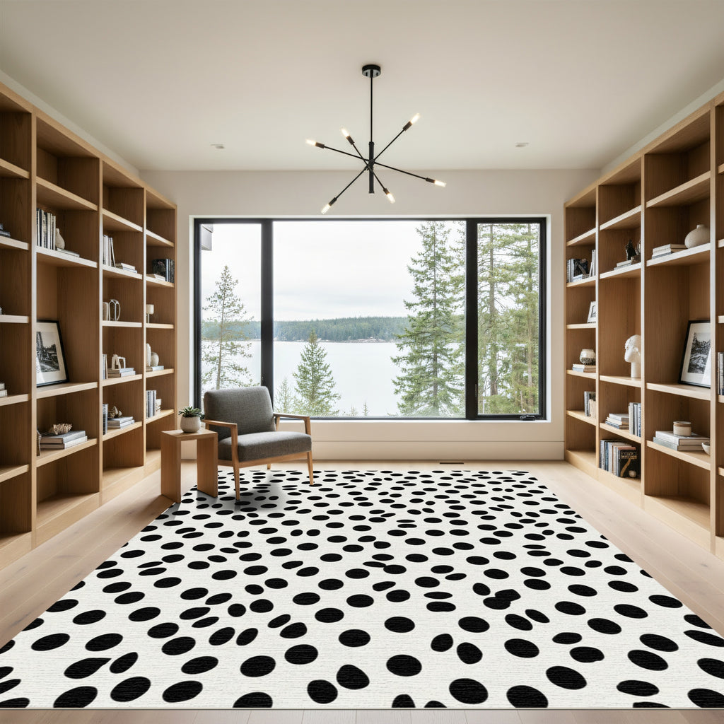 Monochrome Scattered Polka Dot Rug
