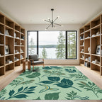 Deep Green Leafy Foliage Sprigs Rug