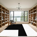 Bold Black White Abstract Squared Rug