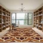Earthy Brown Abstract Organic Symmetry Rug