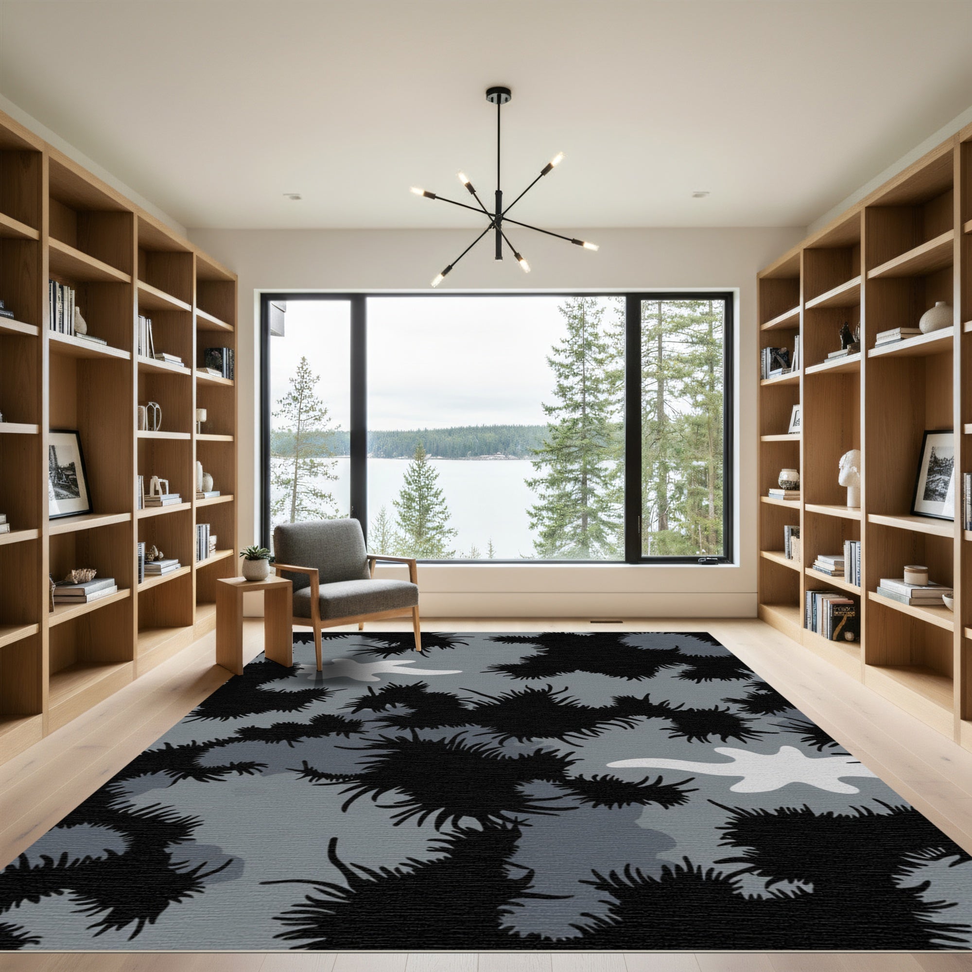 Black Gray Splatter Camouflage Background Rug