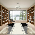 Monochrome Abstract Geometric Border Rug