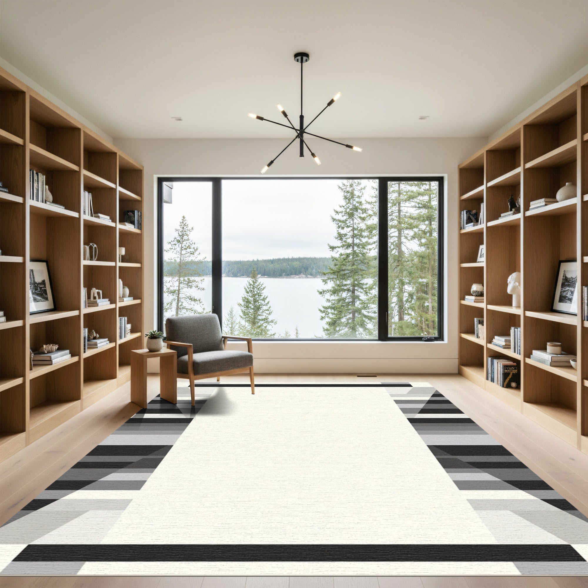 Monochromatic Geometric Gradient Stripe Rug