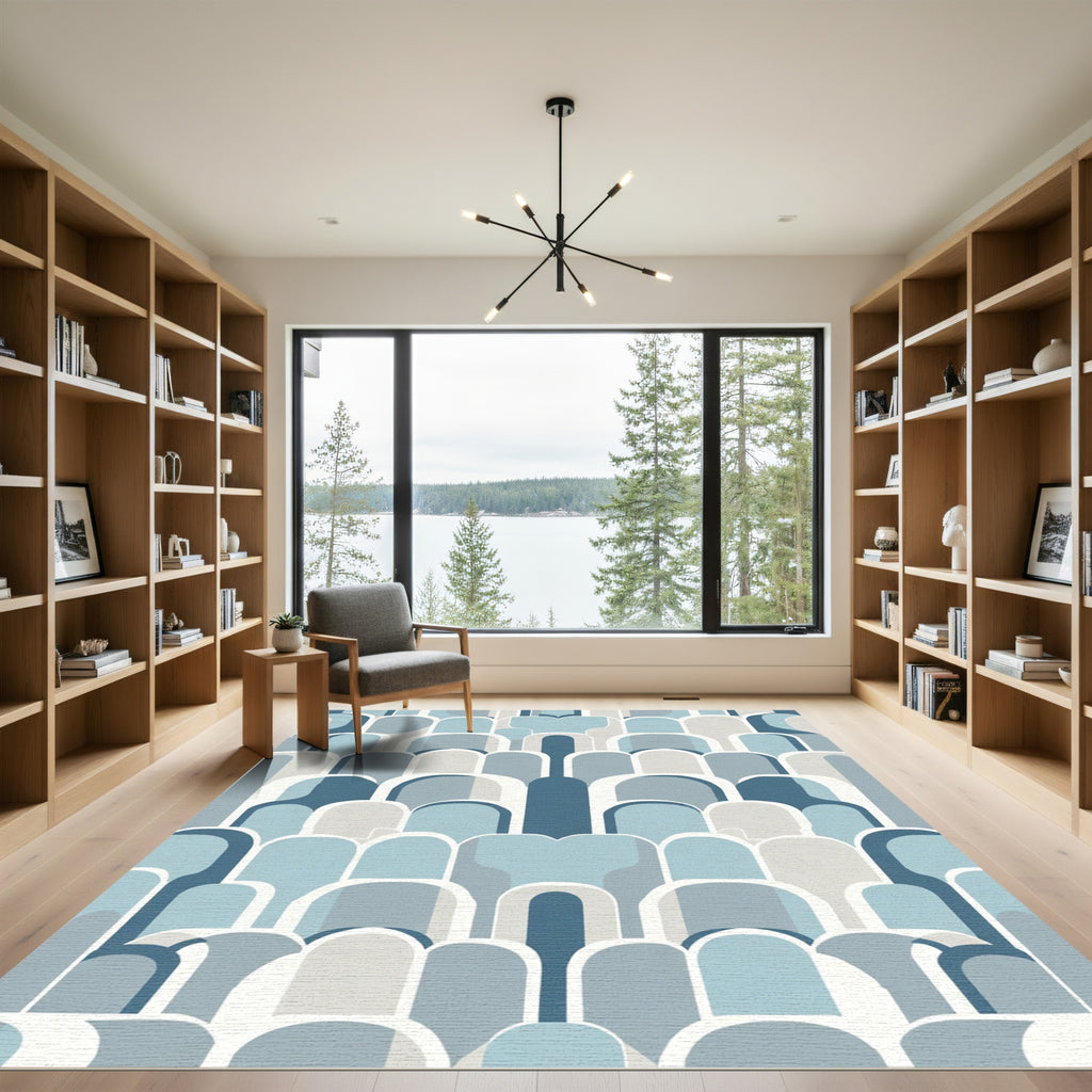 Retro Arch Stack Blue Gray Rug