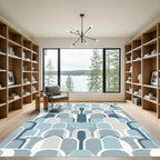 Retro Arch Stack Blue Gray Rug