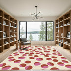 Red Pink Two Tone Circles Rug