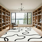Black Organic Line Wave Rug