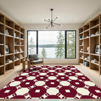 Crimson White Linked Square Medallion Rug