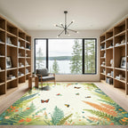 Whimsical Butterfly Garden Scene Rug