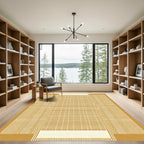 Gold Abstract Horizontal Vertical Lines Rug