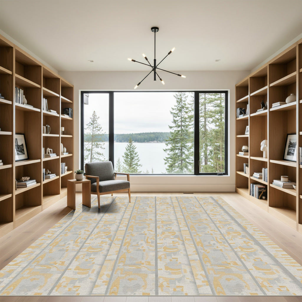 Sandy Beige Abstract Vertical Blocks Rug